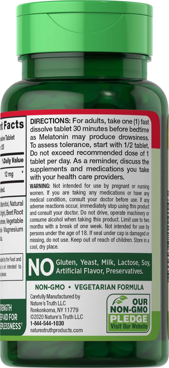 slide 2 of 5, Nature's Truth Natures Truth Melatonin 12Mg, 120 ct