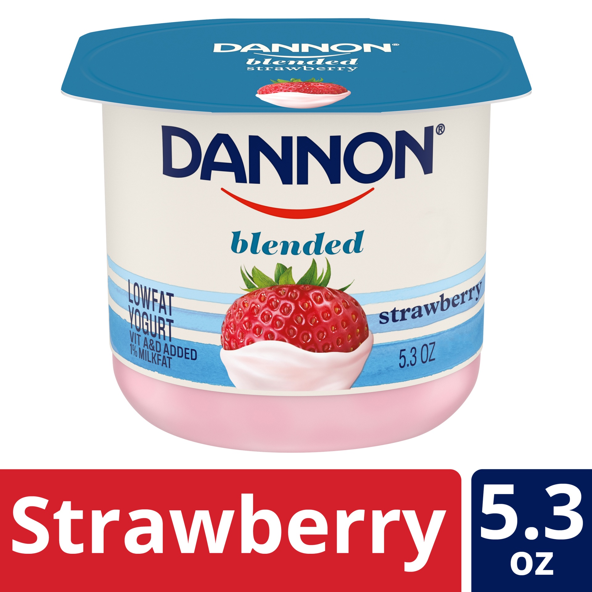 slide 1 of 5, Dannon Blended Low Fat Strawberry Yogurt, 5.3 oz