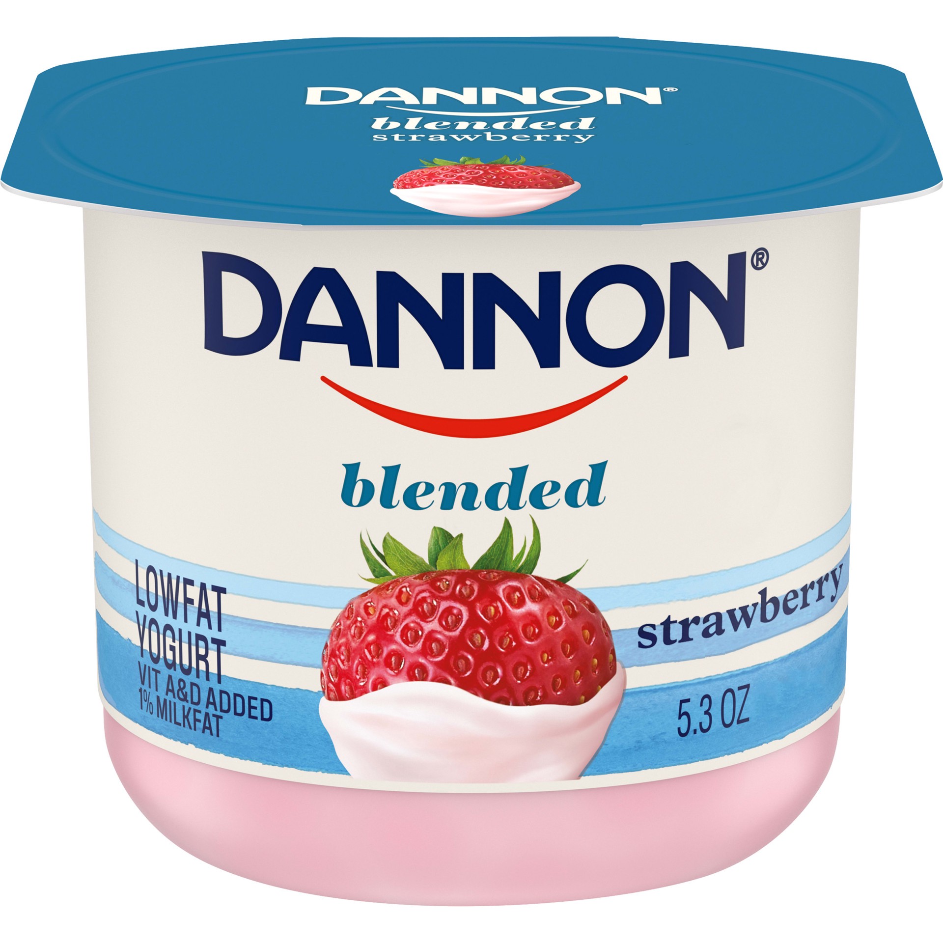 slide 1 of 5, Dannon Blended Low Fat Yogurt, Strawberry, Gluten-Free, 5.3 oz., 5.3 oz