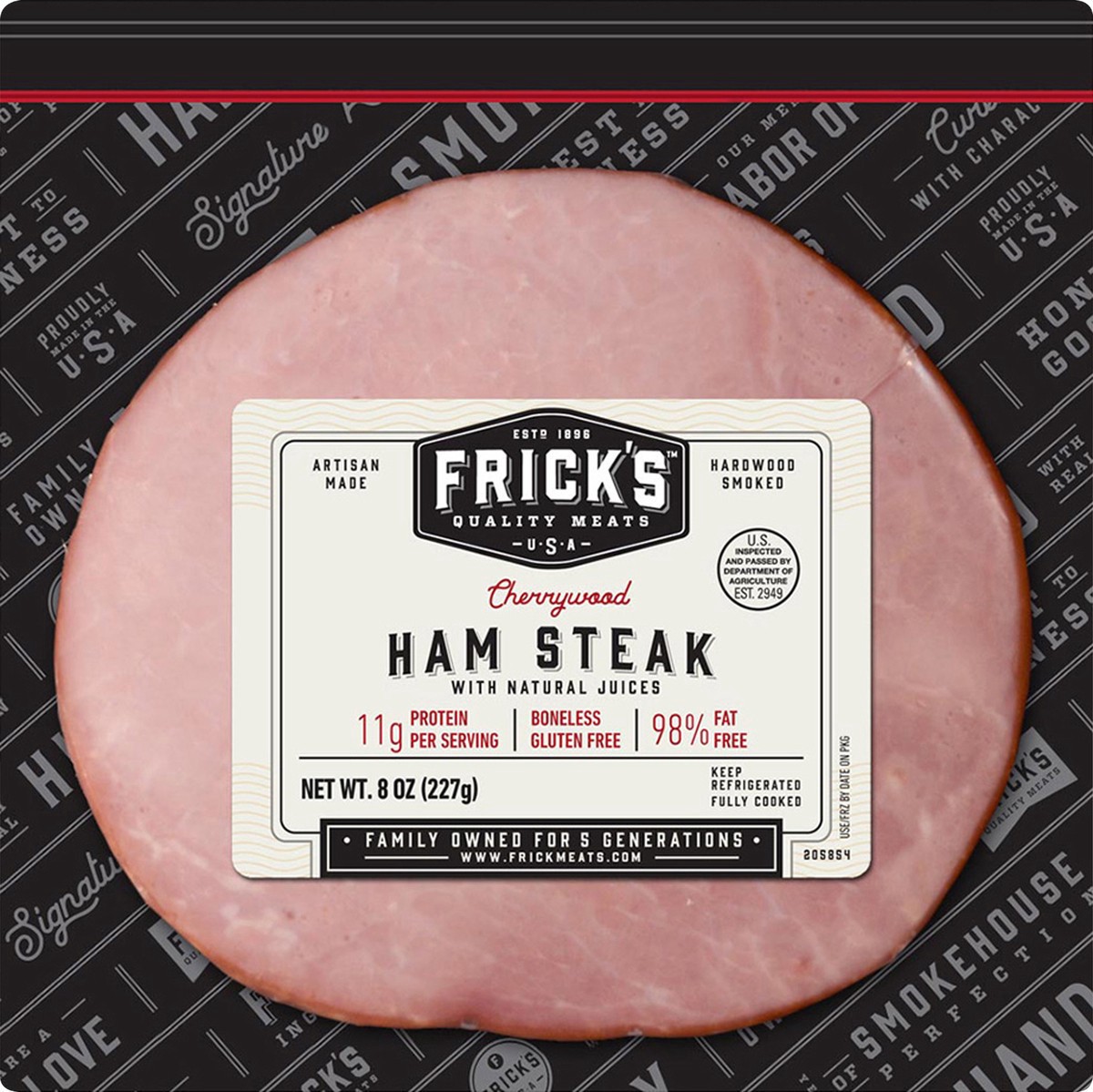 slide 7 of 7, Frick's Ham Steak, Boneless, Cherrywood, 8 oz, 8 oz