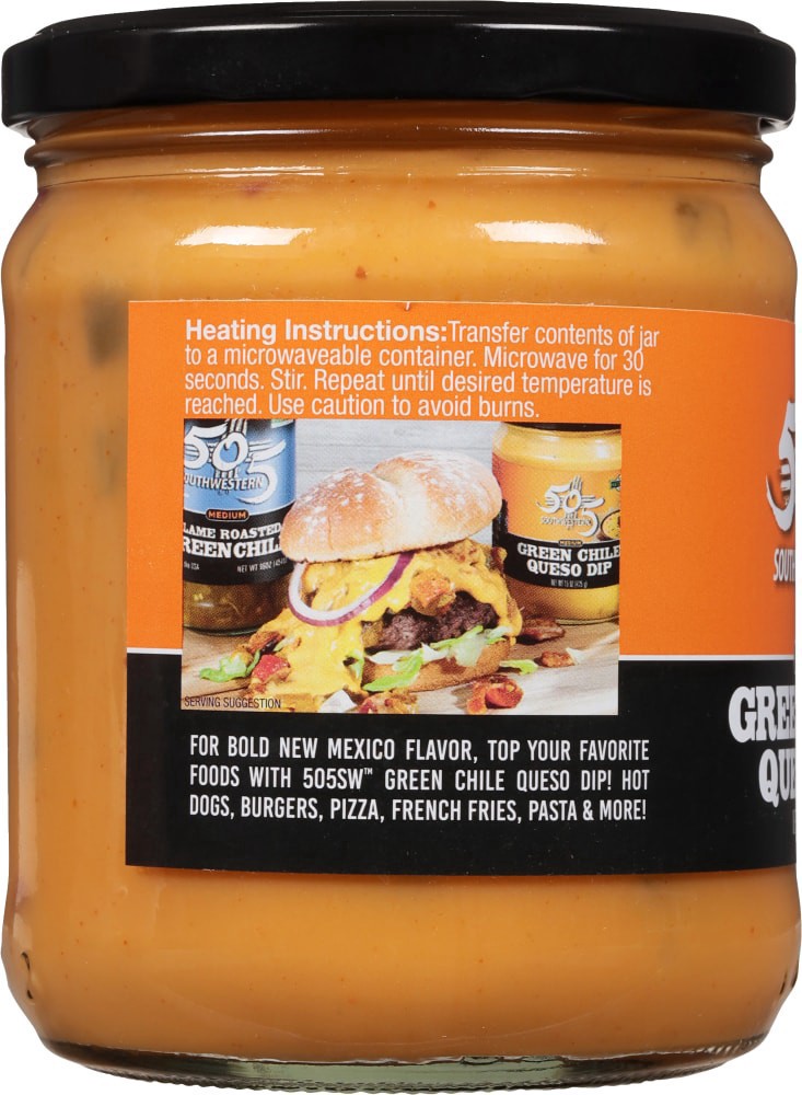 slide 3 of 4, 505 Southwestern Medium Green Chile Queso Dip, 15 oz