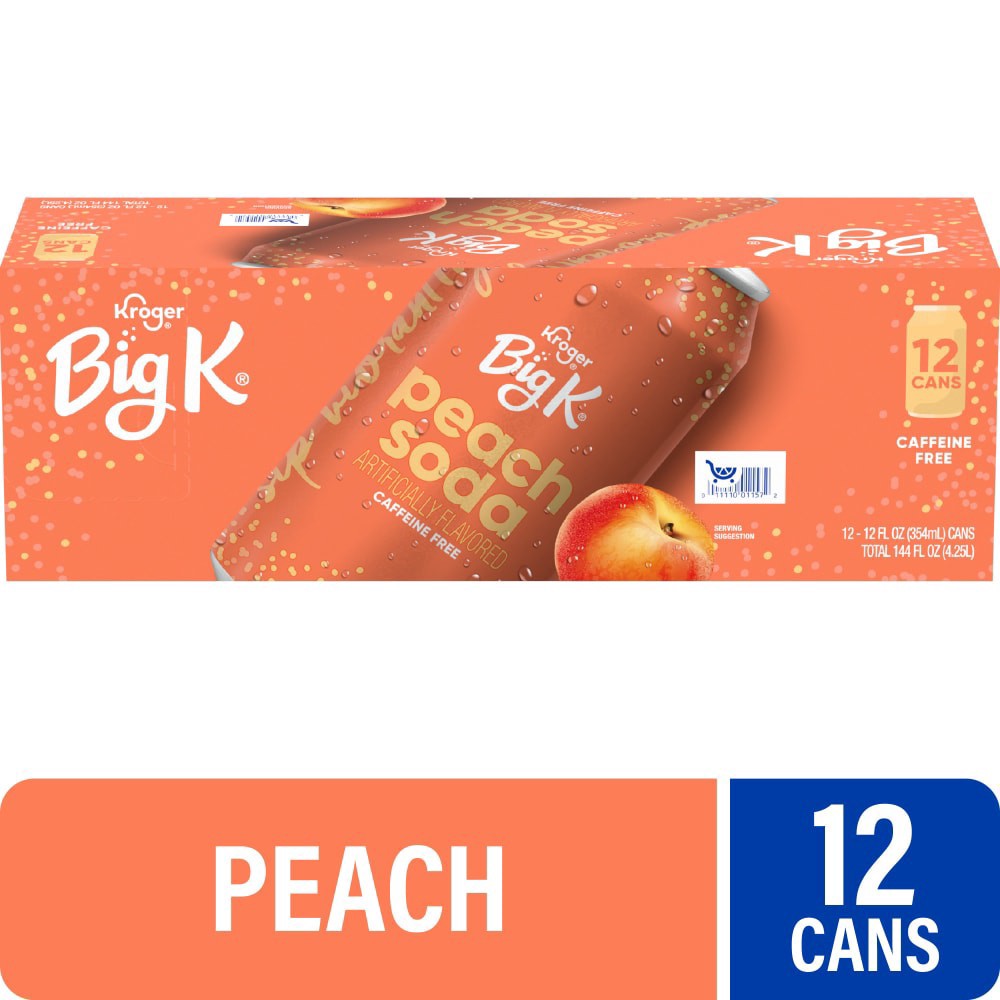 slide 1 of 3, Big K Peach Soda - 12 ct; 12 fl oz - 12 ct; 12 fl oz, 12 ct; 12 fl oz