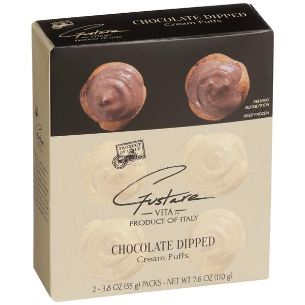 slide 1 of 1, Gustare Vita Chocolate Dipped Cream Puffs, 7.6 oz