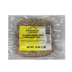 Edgewood Locker Fully Cooked Jalapeno Bratwurst With Cheese