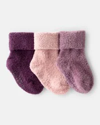 Carter's Baby Girl 3-Pack Crew Booties - Mauve/Pink/Purple Purple/Pink 12-24