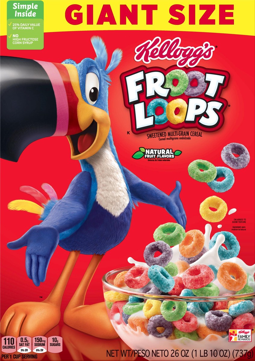 slide 8 of 10, Kellogg's Froot Loops Original Cold Breakfast Cereal, 26 oz