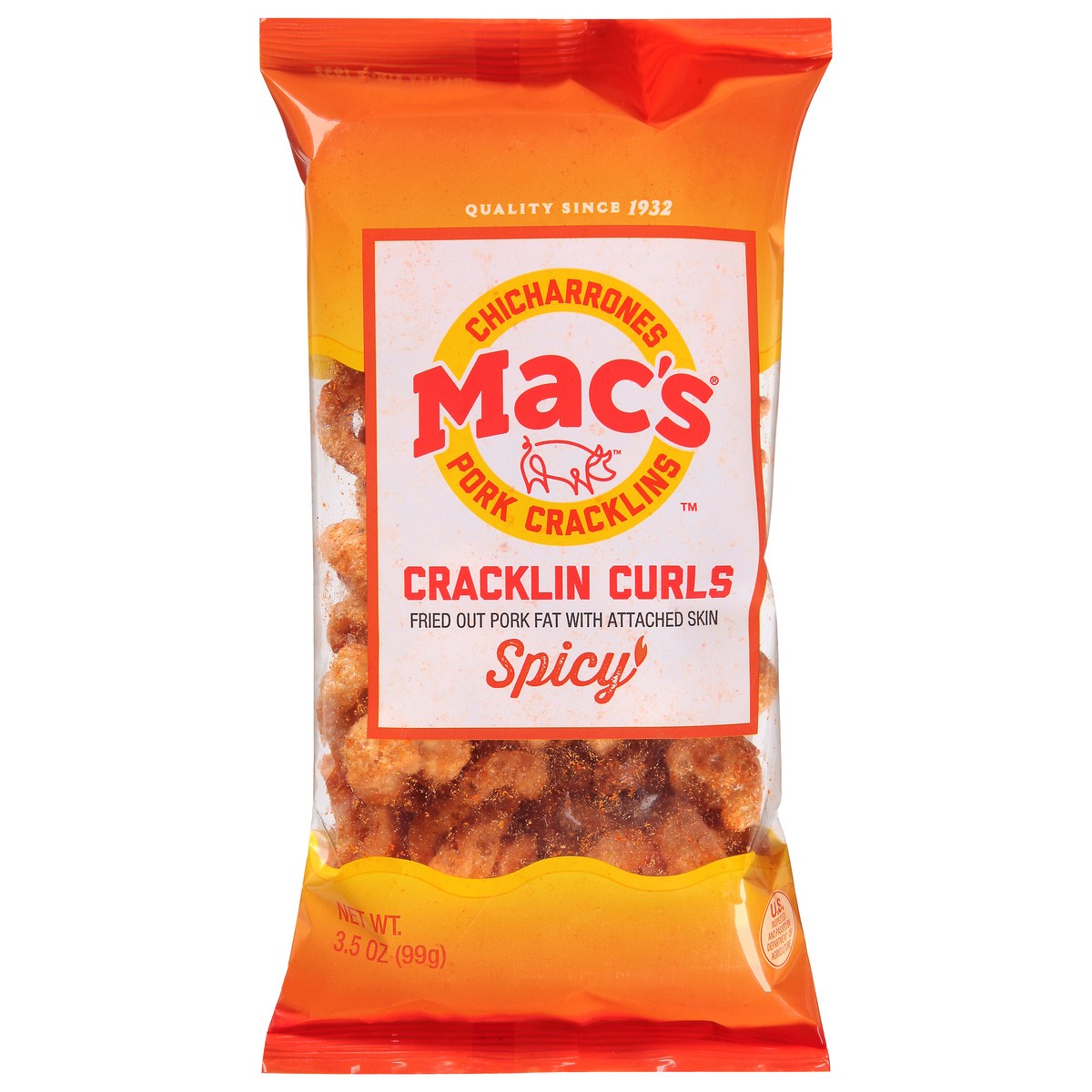 slide 2 of 14, Mac's Cracklin Curls Spicy Pork Cracklins 3.5 oz, 3.5 oz