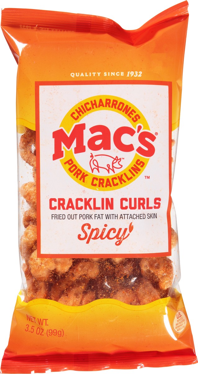 slide 13 of 14, Mac's Cracklin Curls Spicy Pork Cracklins 3.5 oz, 3.5 oz