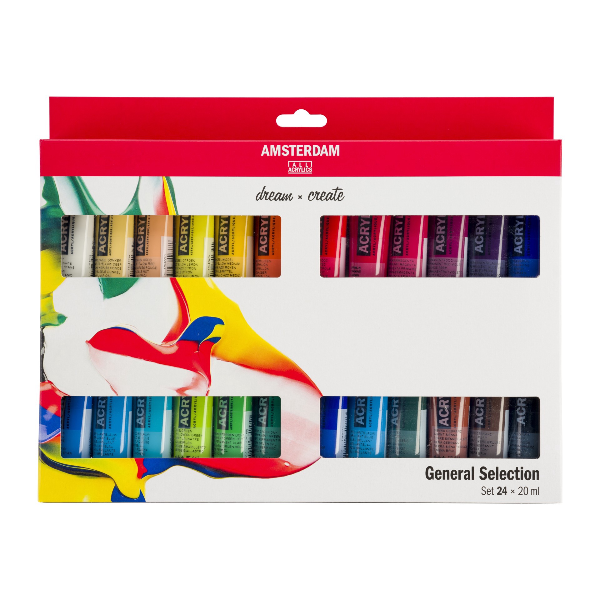 slide 2 of 6, New Amsterdam Standard Series 24 Color General Selection Acrylic Paint Set, 20 ml
