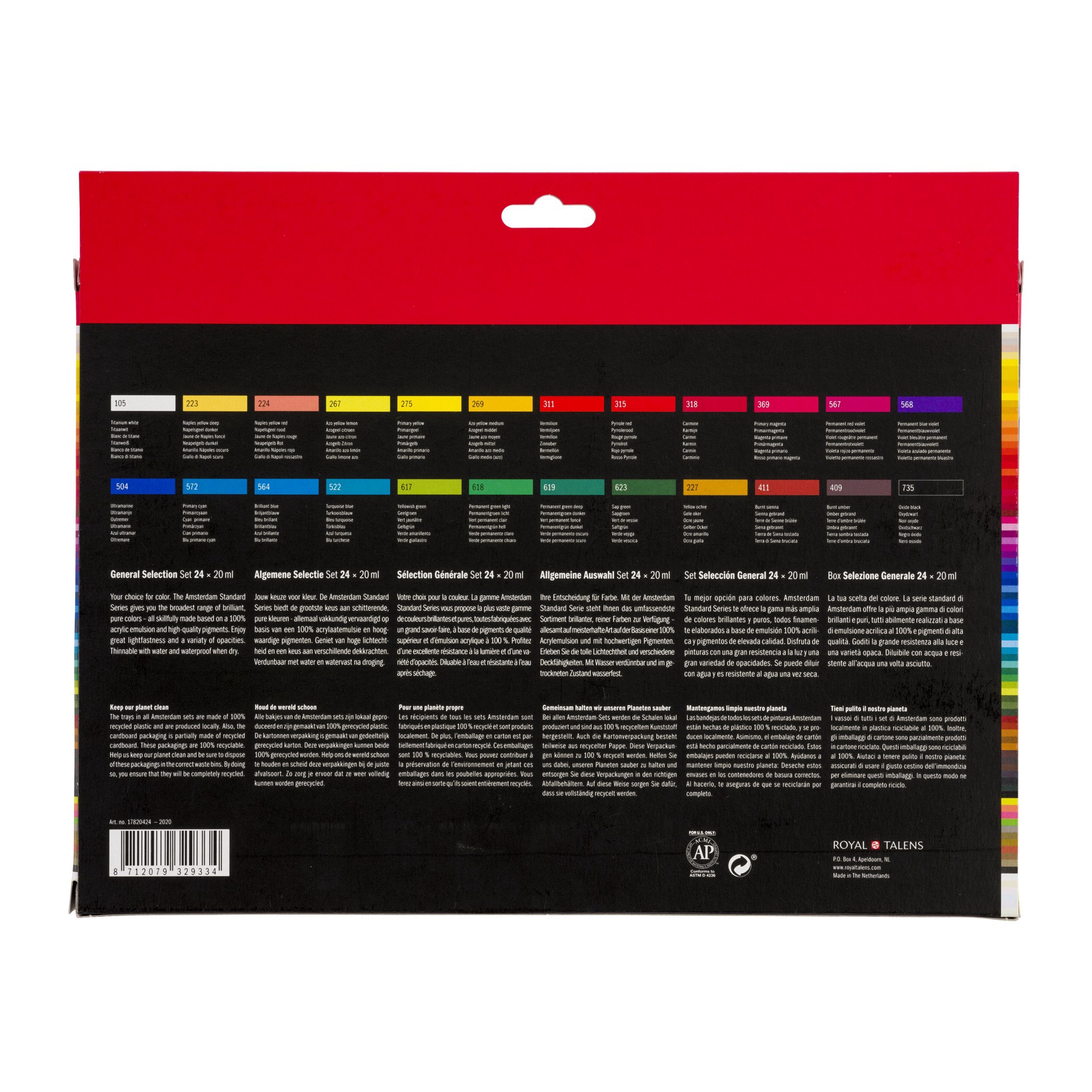 slide 3 of 6, New Amsterdam Standard Series 24 Color General Selection Acrylic Paint Set, 20 ml