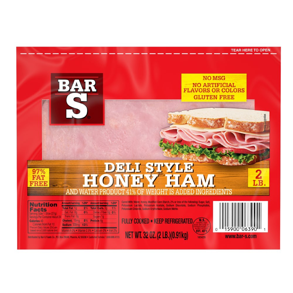 slide 1 of 4, Bar-S Deli Style Honey Ham, 2 lb