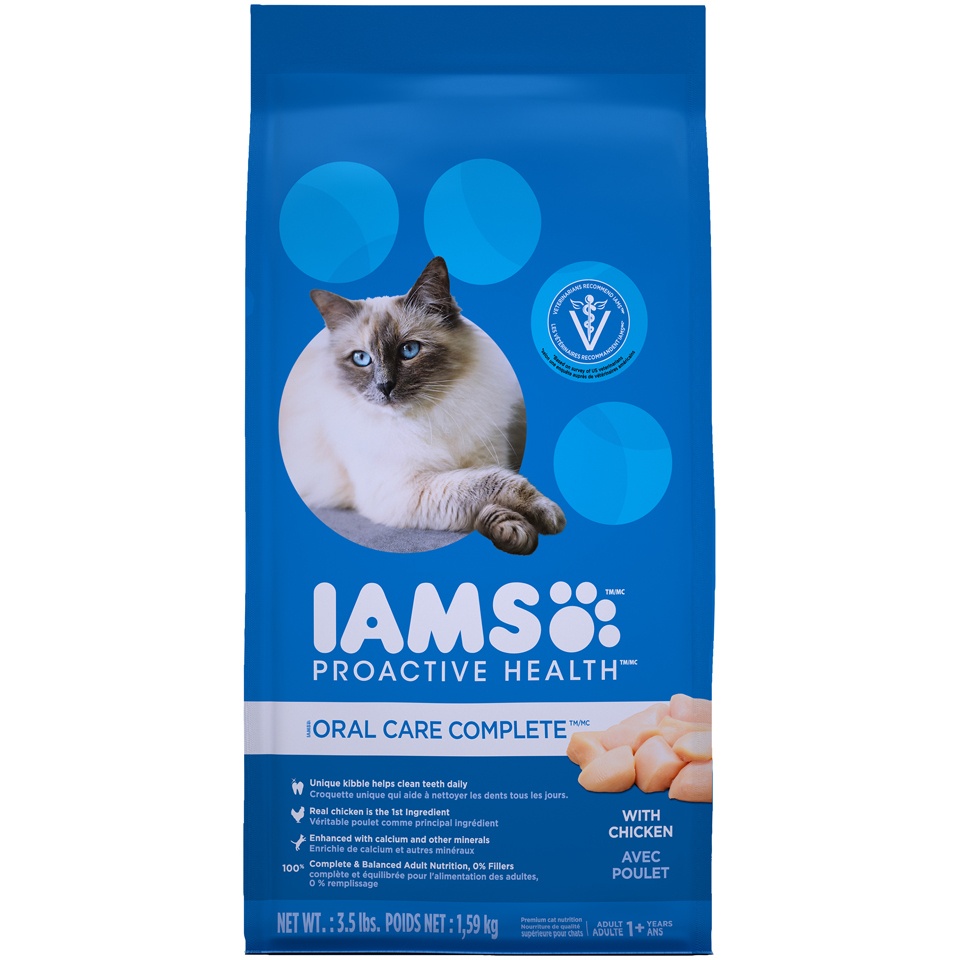 slide 1 of 9, IAMS ProActive Health Oral Care Complete Cat Food With Chicken, 3.5 lb
