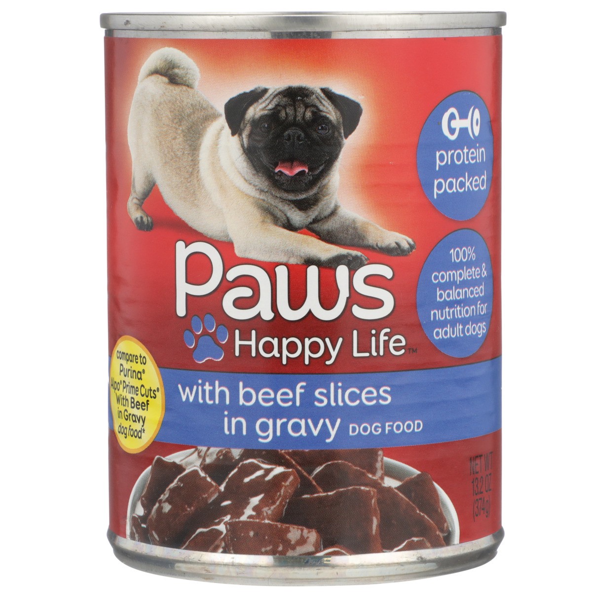 slide 10 of 11, Paws Happy Life Dog Food with Beef Slices in Gravy 13.2 oz, 13.2 oz