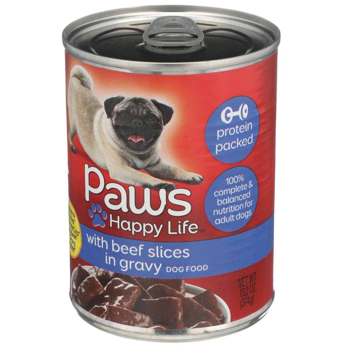 slide 3 of 11, Paws Happy Life Dog Food with Beef Slices in Gravy 13.2 oz, 13.2 oz