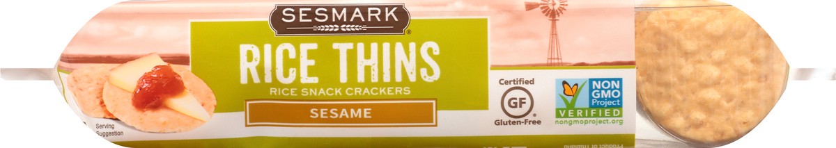 slide 4 of 11, Sesmark Gluten Free Rice Thins Rice Snack Crackers Sesame, 4.25 oz