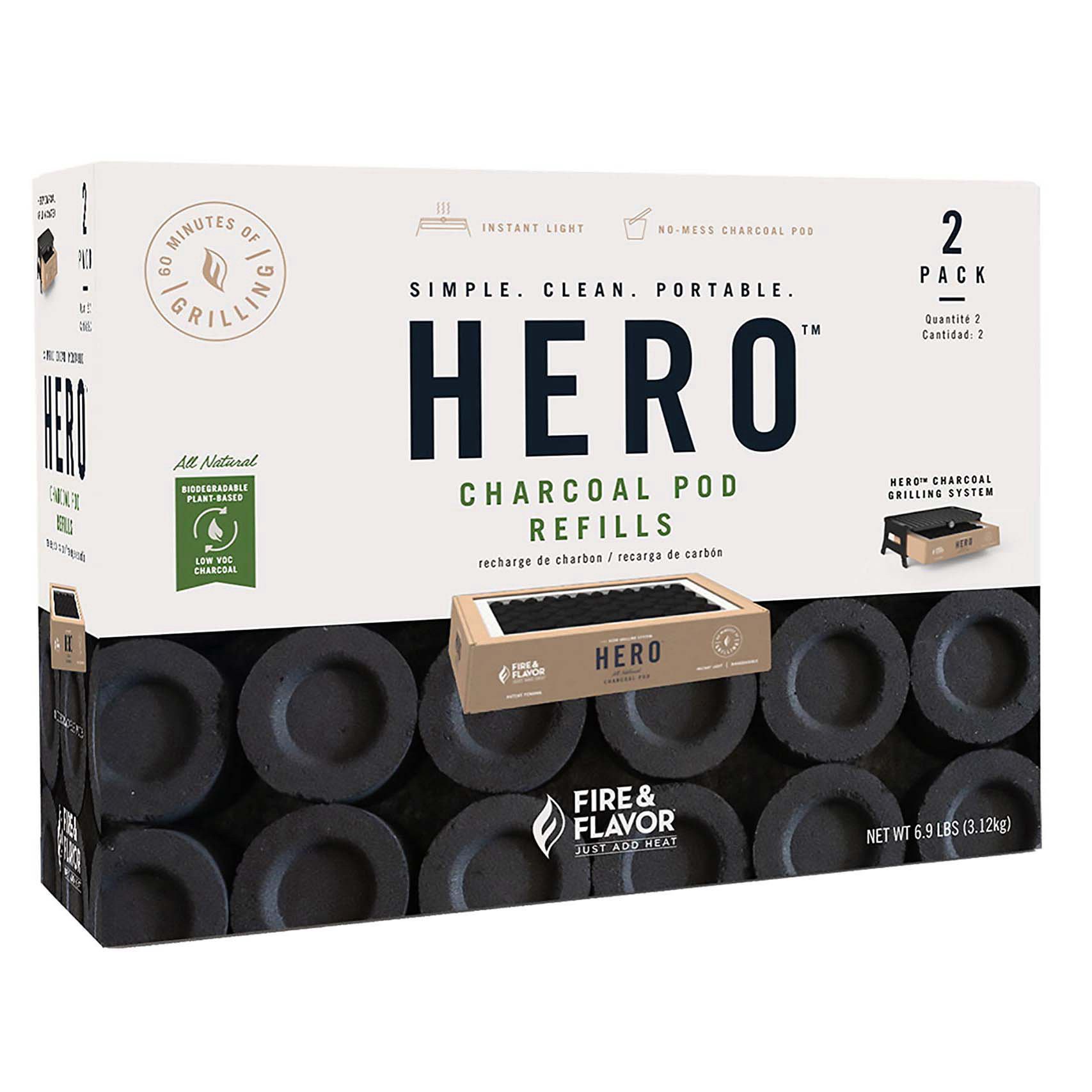 slide 1 of 1, Fire & Flavor Hero Charcoal Pod Refills, 2 ct