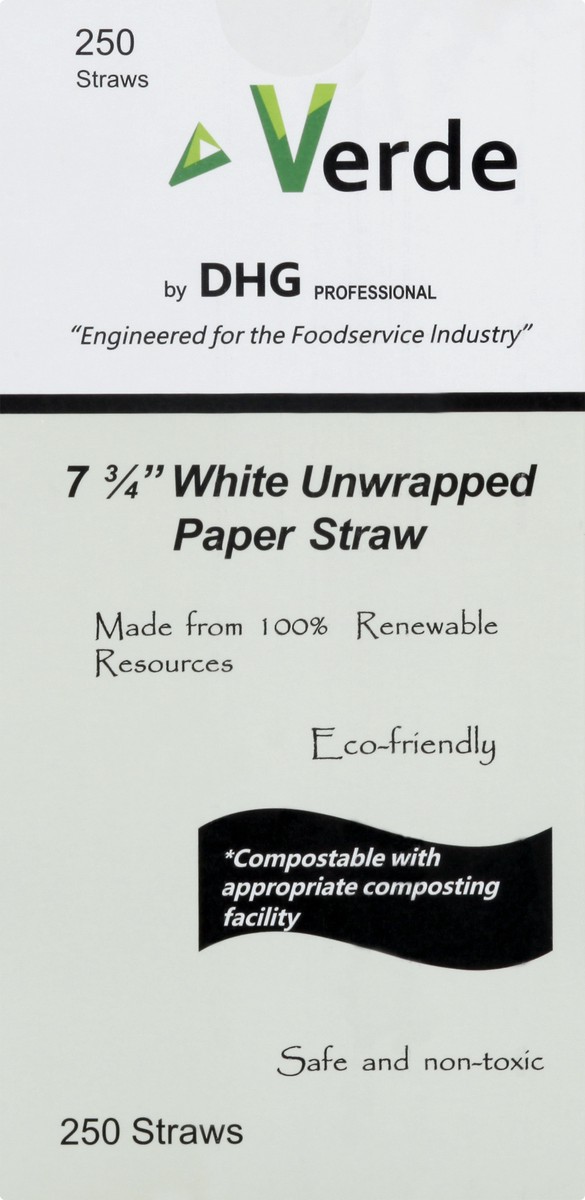 slide 6 of 11, Verde 7.75 Inch White Unwrapped Paper Straw 250 ea, 250 ct