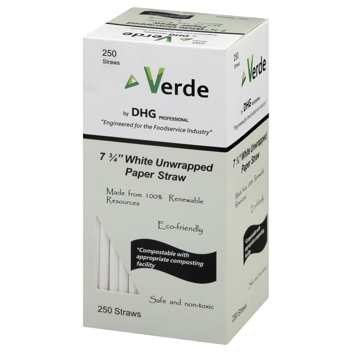 slide 4 of 11, Verde 7.75 Inch White Unwrapped Paper Straw 250 ea, 250 ct