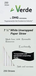 Verde 7.75 inch White Unwrapped Paper Straw - 250 ct