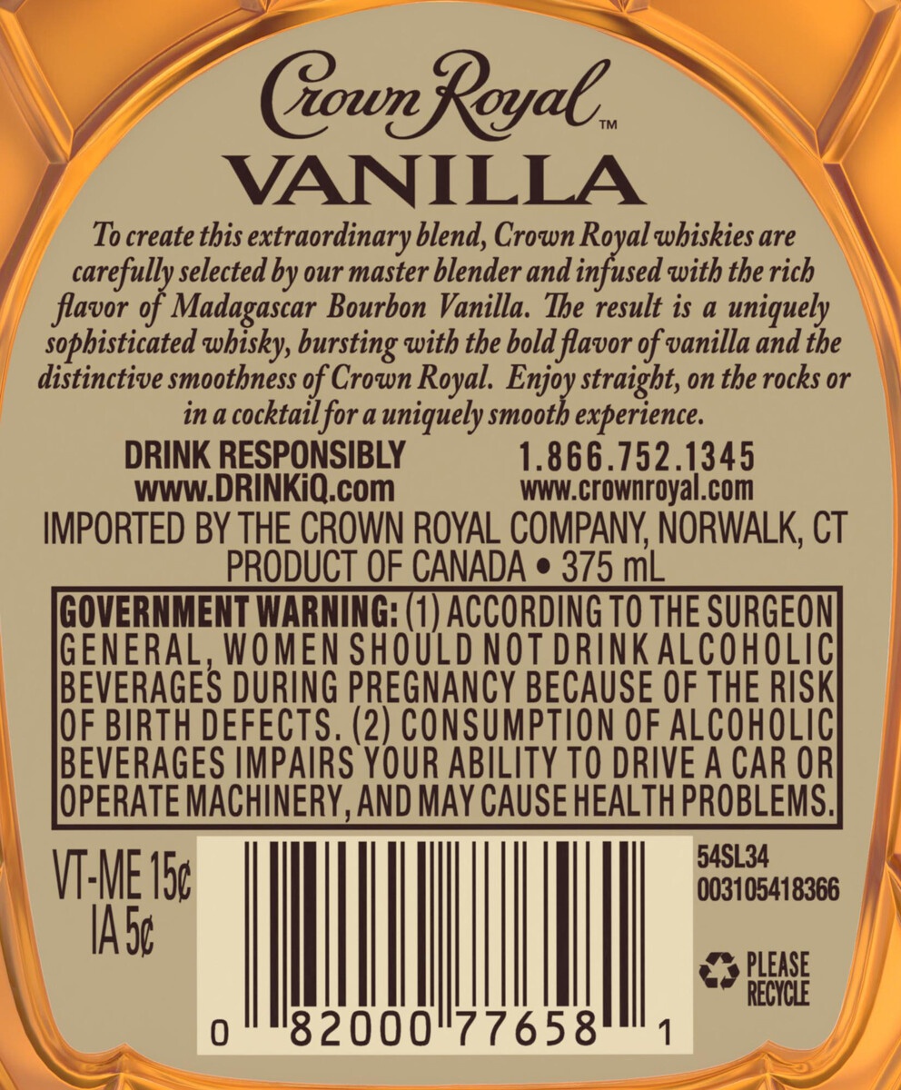 slide 2 of 6, Crown Royal Vanilla Flavored Whisky, 375 ml