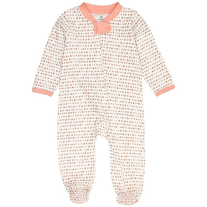 slide 3 of 4, The Honest Company Organic Cotton Sleep & Plays, Peach Floral, 2 ct