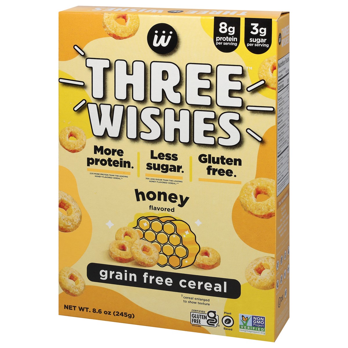 slide 7 of 12, Three Wishes Grain Free Honey Flavored Cereal 8.6 oz, 8.6 oz