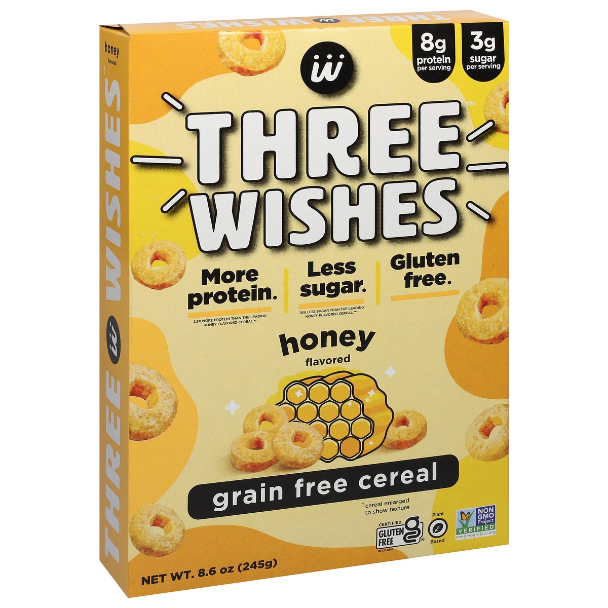 slide 3 of 12, Three Wishes Grain Free Honey Flavored Cereal 8.6 oz, 8.6 oz