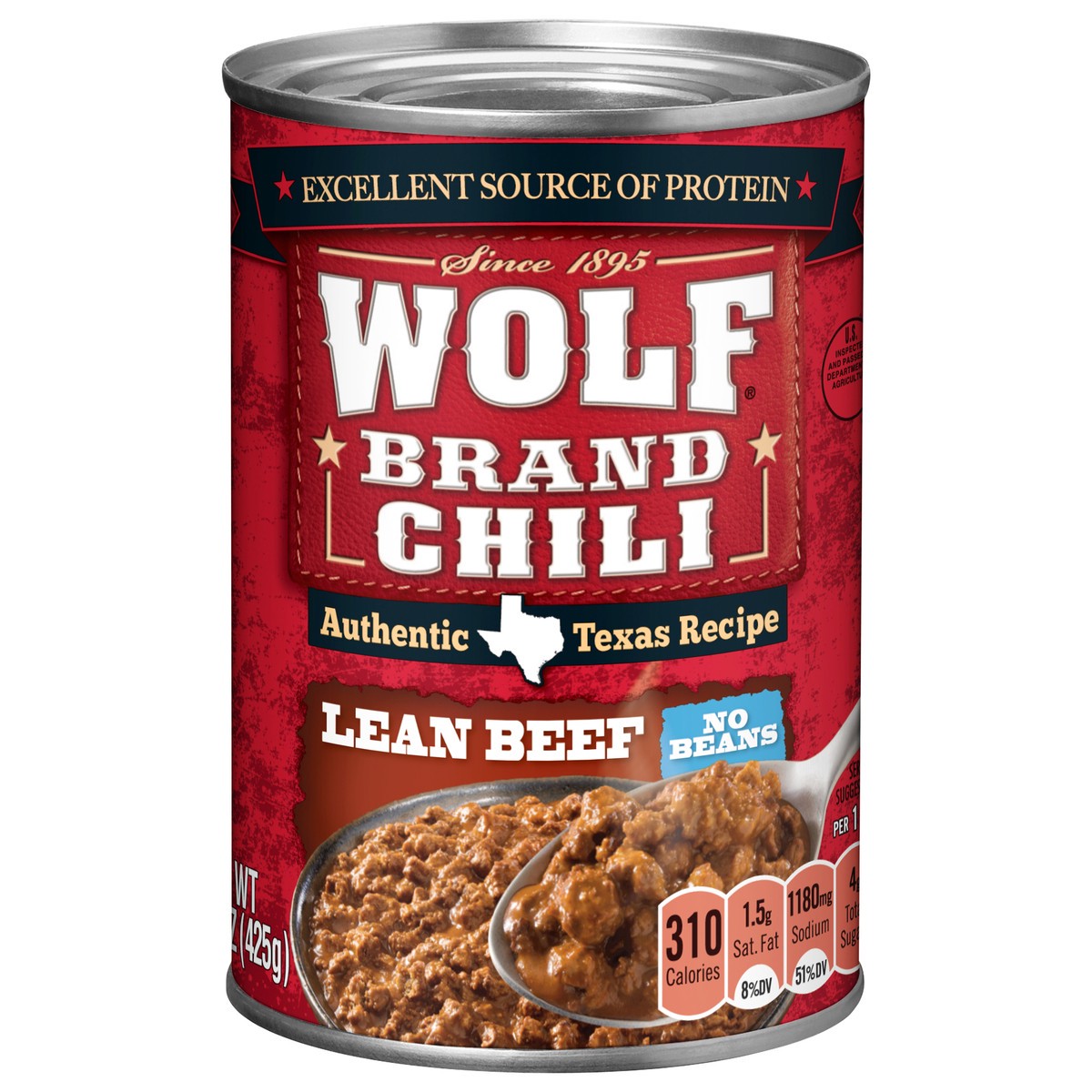 slide 1 of 5, Wolf Brand No Beans Lean Beef Chili 15 oz, 15 oz