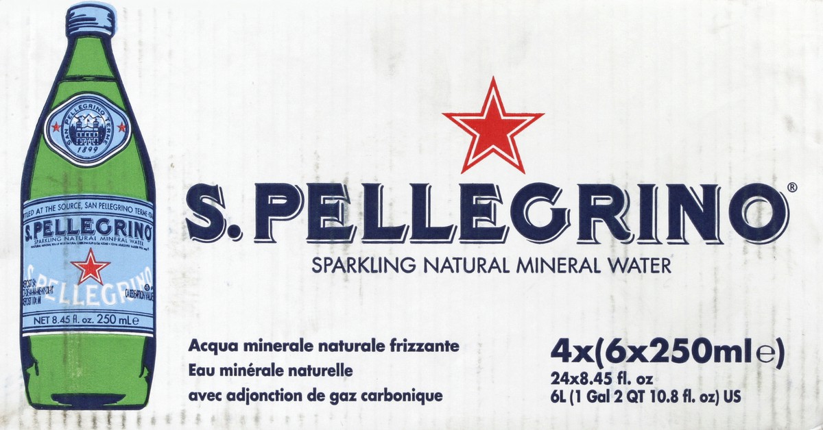 slide 6 of 6, S.Pellegrino Sparkling Natural Mineral Water, 24 Pack of Glass Bottles, 202.8 oz