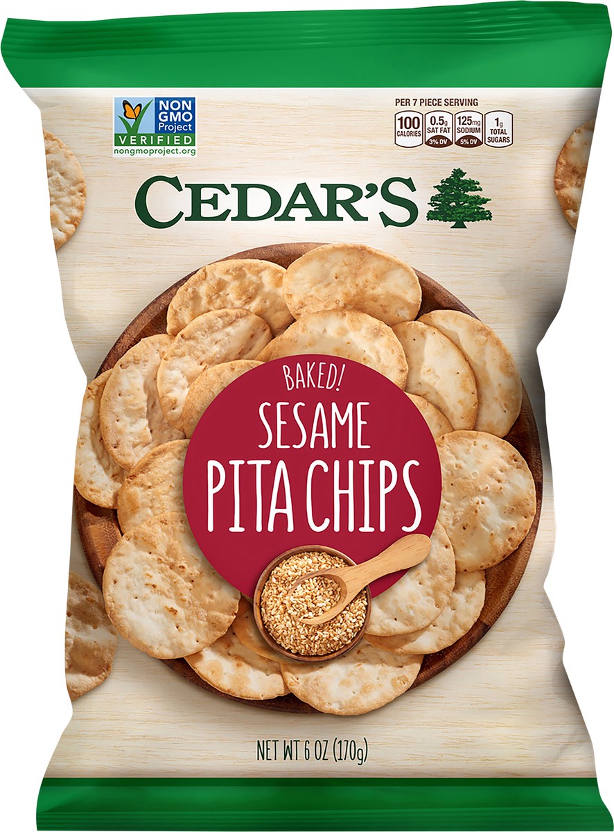 slide 2 of 2, Cedar's Baked Sesame Pita Chips, 6 oz