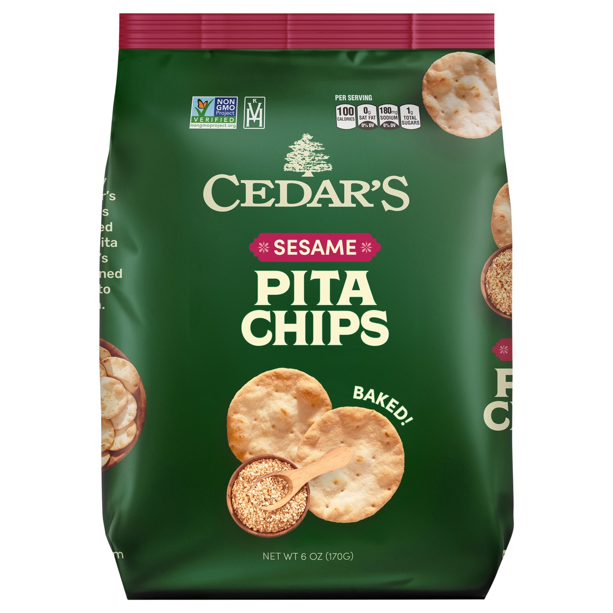 slide 1 of 2, Cedar's Sesame Pita Chips, 6 oz