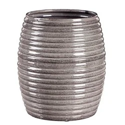Evergreen Ribbed Metal Planter