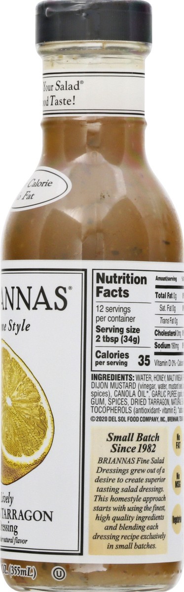 slide 10 of 13, BRIANNAS Brianna's Lemon Tarragon Salad Dressing Fat Free, 12 fl oz