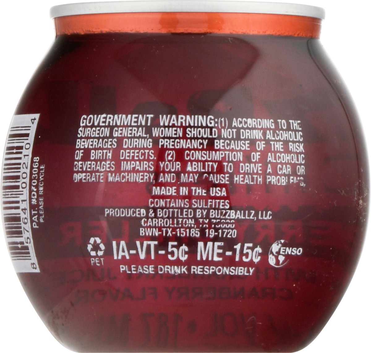 slide 9 of 9, Buzzballz Chillers Cranberry Chiller, 187 ml