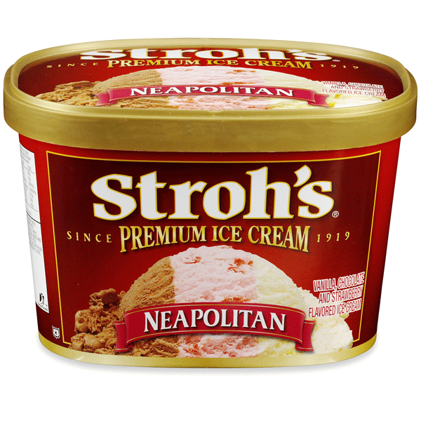 slide 1 of 4, Strohs Ice Cream, Premium, Neapolitan, 1.5 qt