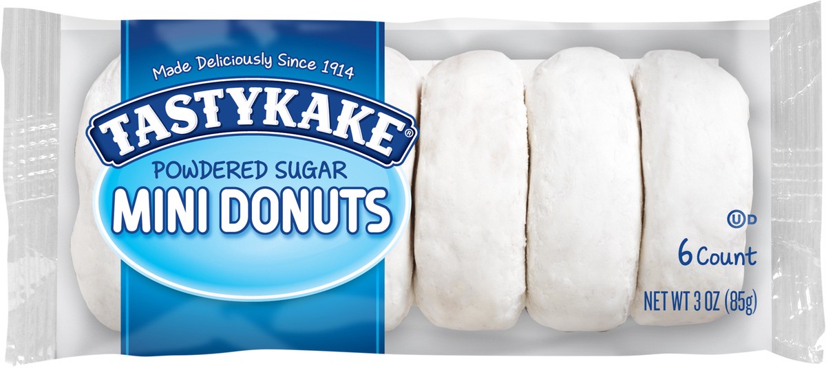 slide 3 of 12, Tastykake Powdered Sugar Mini Donuts, Powered Donuts, 6 Count, 6 ct