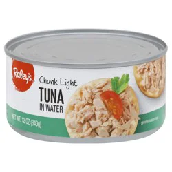 Raley's Tuna, Chunk Light, In Water - 12 oz