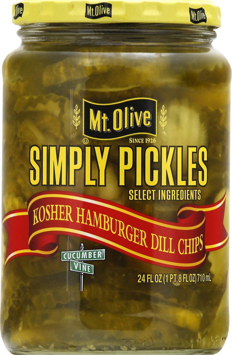 slide 6 of 9, Mt. Olive Simply Pickles Hamburger Dill Chips, 24 oz