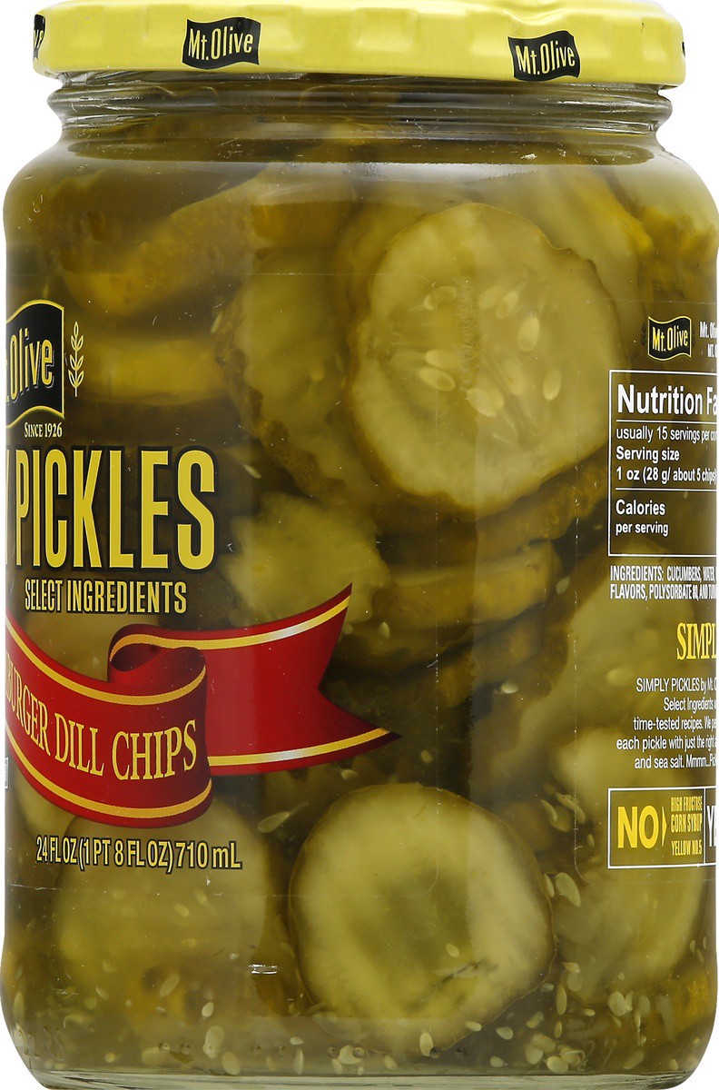 slide 8 of 9, Mt. Olive Simply Pickles Hamburger Dill Chips, 24 oz