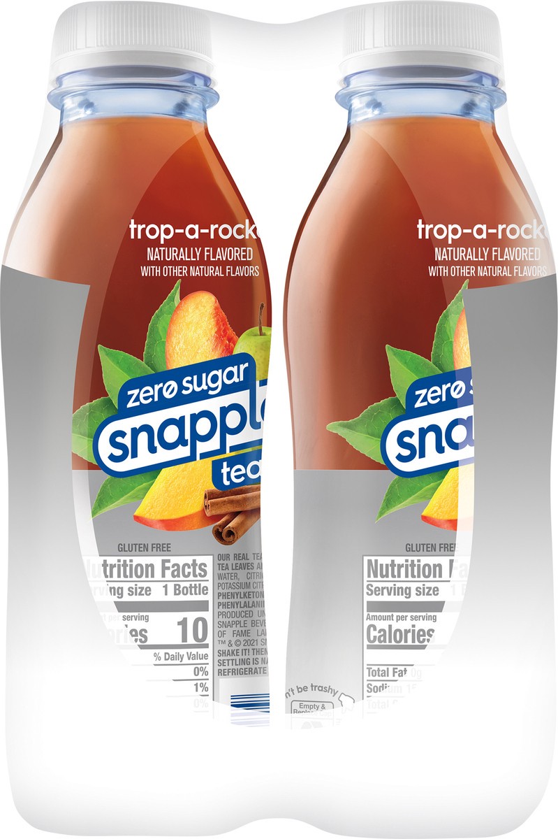 slide 3 of 7, Snapple Zero Sugar Trop-Rocka Tea, 16 fl oz recycled plastic bottle, 6 pack - 6 ct, 6 ct; 16 oz
