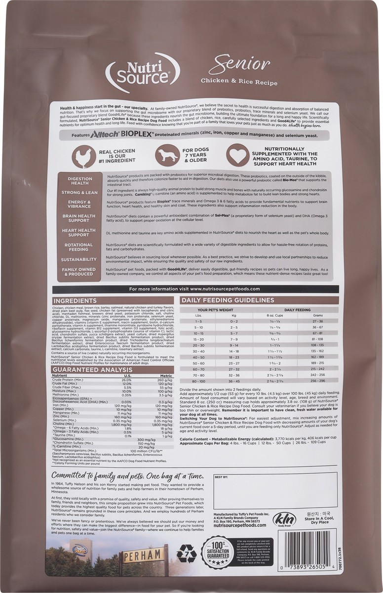 slide 2 of 15, NutriSource Senior For Dogs 7 Years & Older Chicken & Rice Recipe Dog Food 26 lb, 26 lb