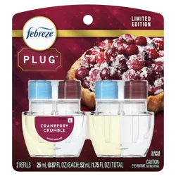 Febreze Odor-Eliminating Fade Defy PLUG Air Freshener Cranberry Tart Oil Refill