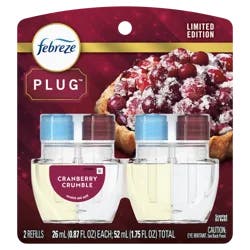Febreze Odor-Eliminating Fade Defy PLUG Air Freshener Cranberry Tart Oil Refill