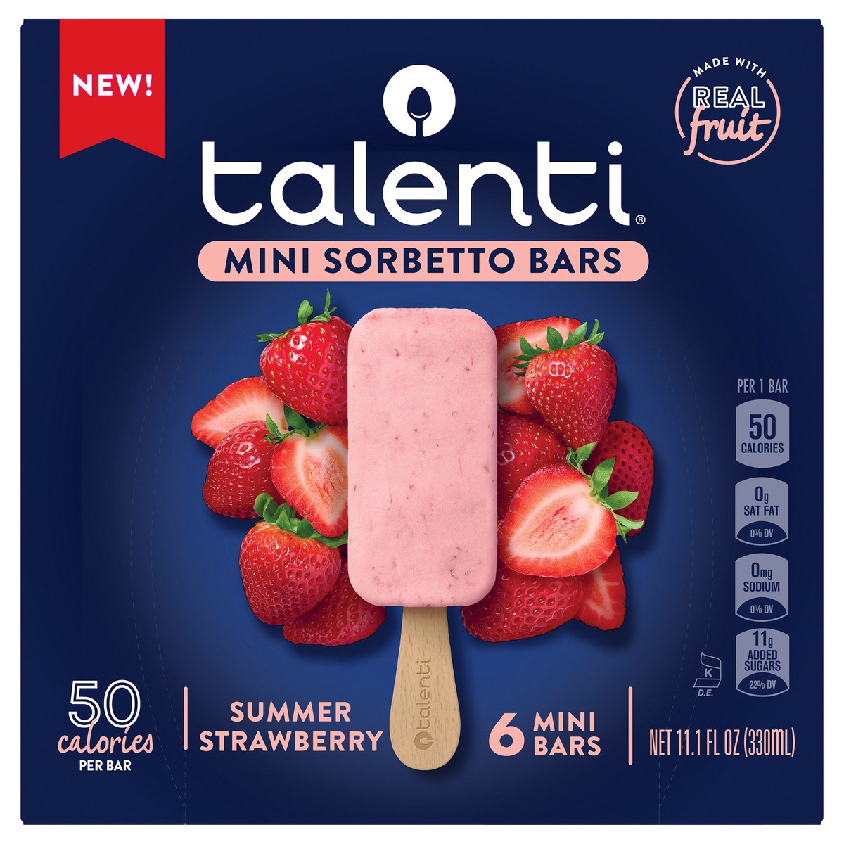 slide 6 of 12, Talenti Mini Sorbetto Fruit Bars Summer Strawberry with Real Fruit - 11.1oz/6ct, 6 ct