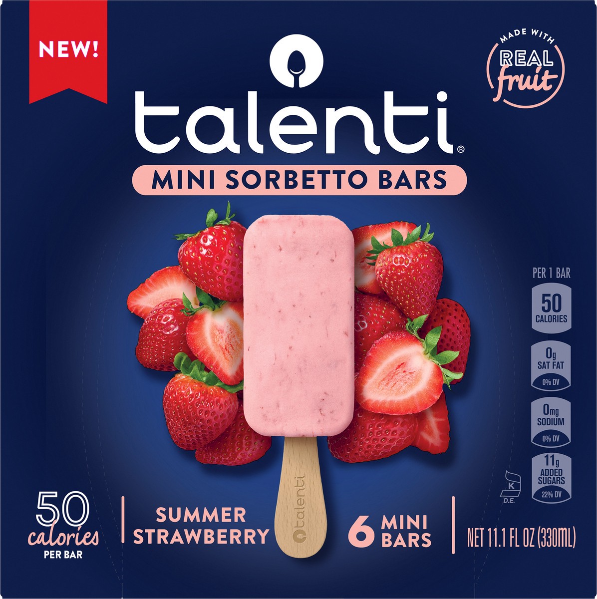 slide 2 of 12, Talenti Mini Sorbetto Fruit Bars Summer Strawberry with Real Fruit - 11.1oz/6ct, 6 ct