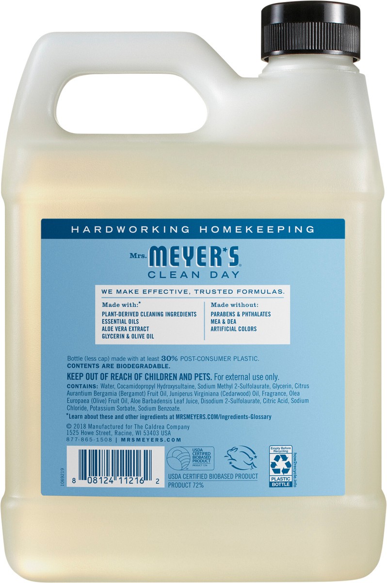 slide 3 of 3, Mrs. Meyer's Clean Day Liquid Hand Soap Refill, Rain Water Scent, 33 Ounce Bottle, 33 oz