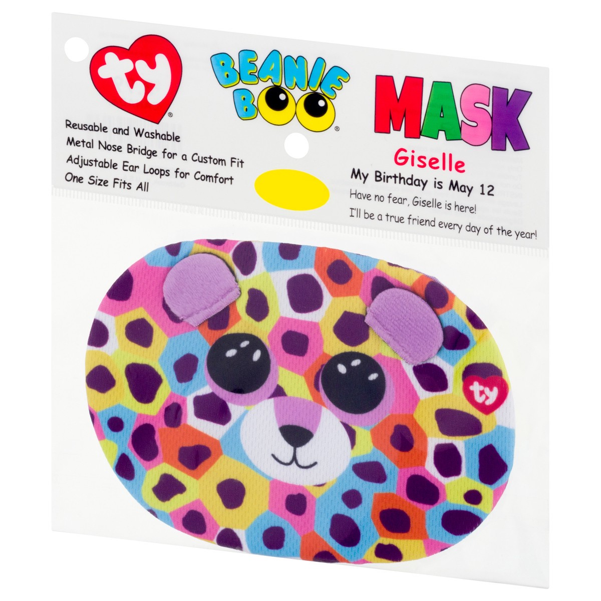 slide 3 of 9, TY Beanie Boo Giselle- Spotted Leopard Protective Face Mask, 1 ct