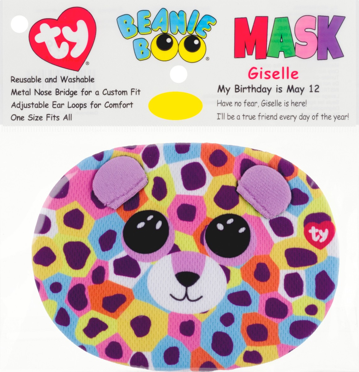 slide 8 of 9, TY Beanie Boo Giselle- Spotted Leopard Protective Face Mask, 1 ct