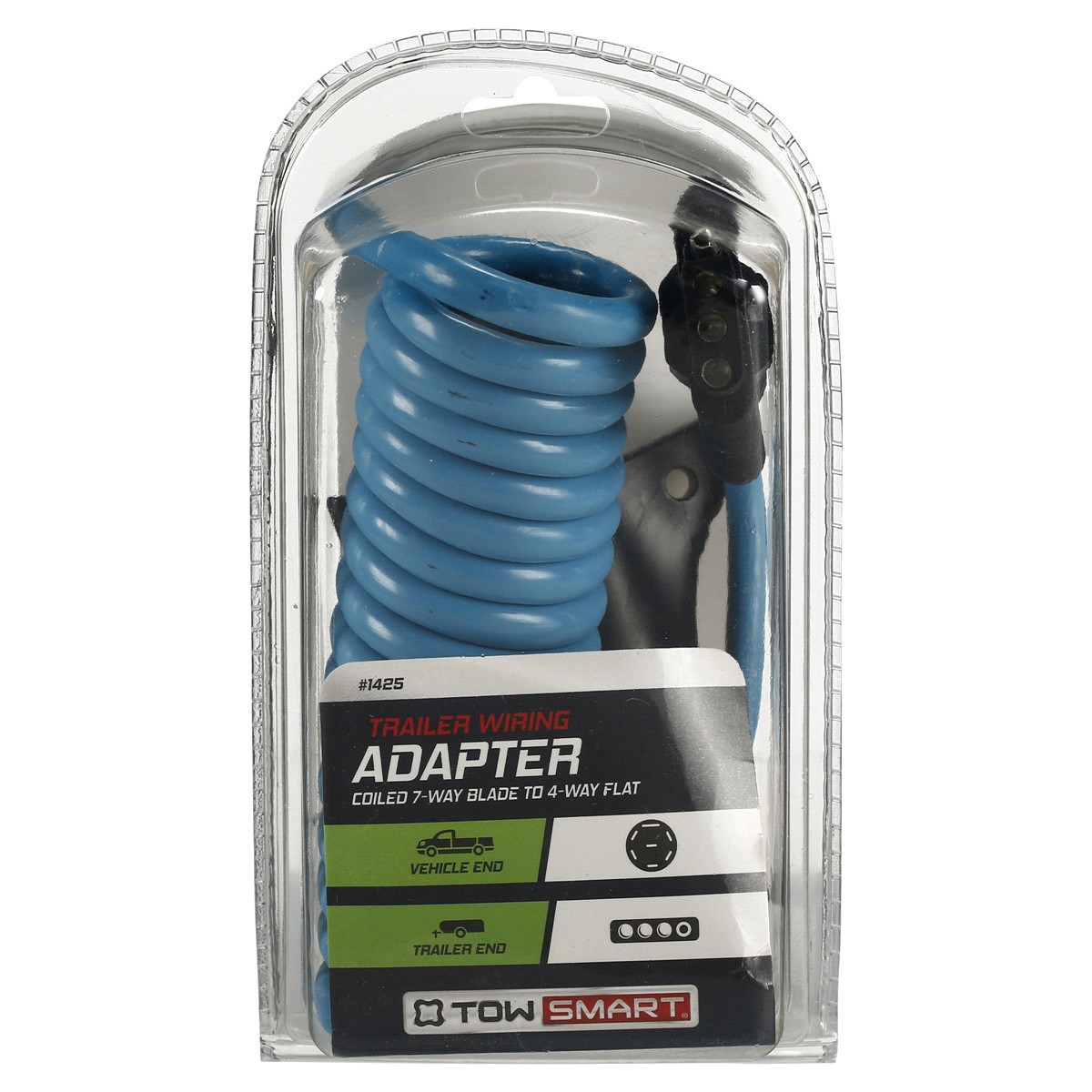 slide 1 of 5, TOWSMART Trailer Wiring Adapter - Coiled 7 Way Blade to 4 Way Flat, 1 ct