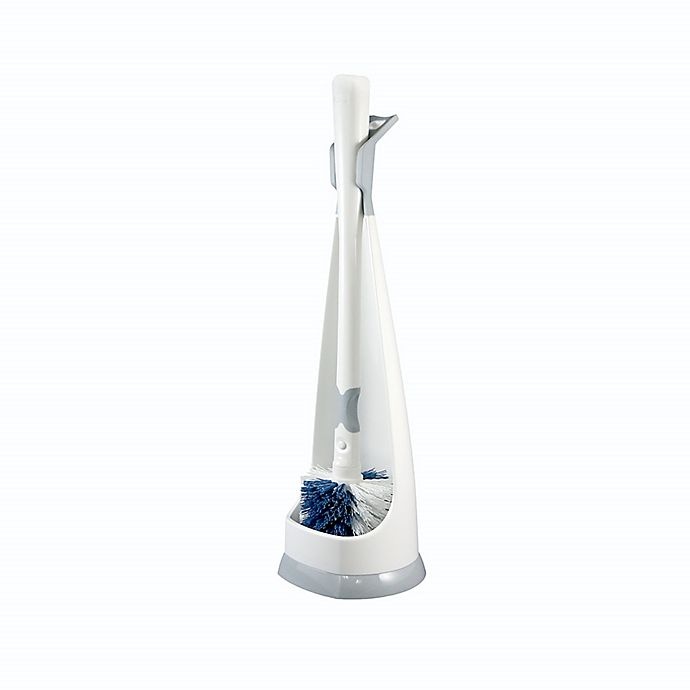 slide 1 of 9, Unger No-Drip Toilet Brush & Caddy Set - White/Grey/Blue, 1 ct